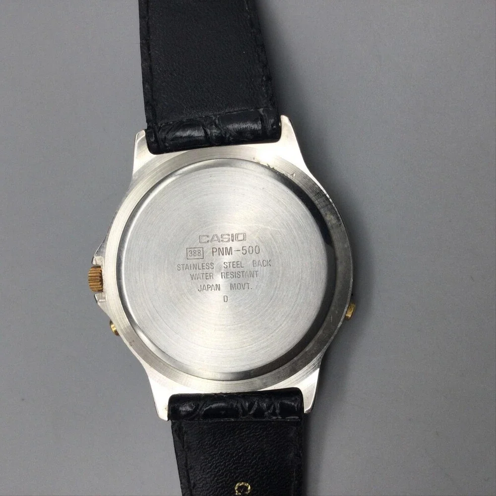 Vintage Casio Poseidon Mens Watch 37mm Black Dial 388 PMW-500 New Battery